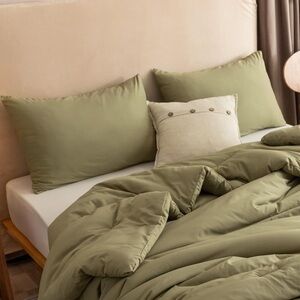 New 2 Sets Of Olive Green Full Size Pillow Cases
